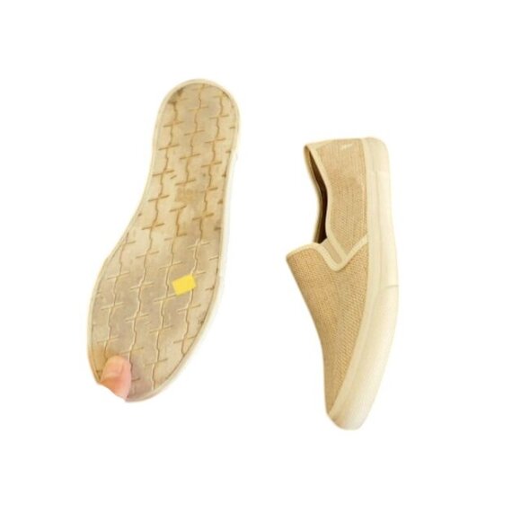 Frye Size 9.5 Canvas Upper Slip On Leather Flats Shoes - Picture 4 of 4